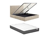 Vente-unique Lit avec rangement tissu beige 180 x 200 cm