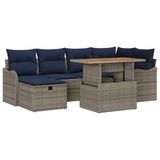 vidaXL Tuinbankenset 7 st Grijs poly rattan