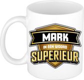 Bellatio Decorations Naam mok Mark - wit - Superieur - keramiek - 300 ml - collega beker - cadeau