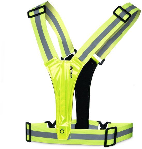 VirtuFit Reflective Safety Vest with LED - Running Light - Unisex - One Size - Black