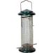 dobar® 11513 Compacte vogelvoederzuil met aanvliegstangen, wildvogelvoederdispenser voor noten, metalen vogelvoederstation, voederdispenser voor vogels in tuin/terras/balkon, Ø 9,5 x 23 cm, groen