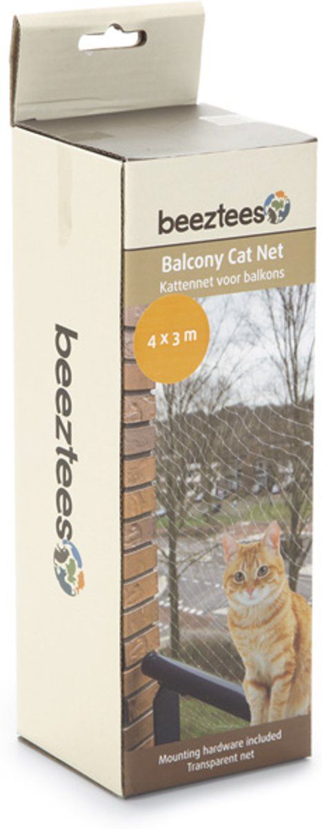 Beeztees Kattennet Voor Balkon - Transparant - 4 x 3 m