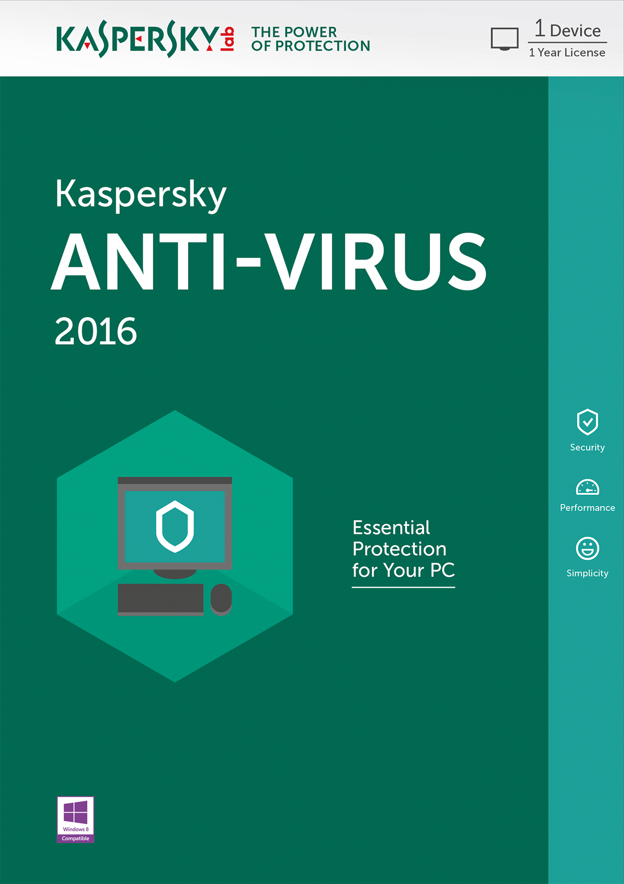 Kaspersky Anti-Virus 2016 - 1 User - 1 Year - DVD