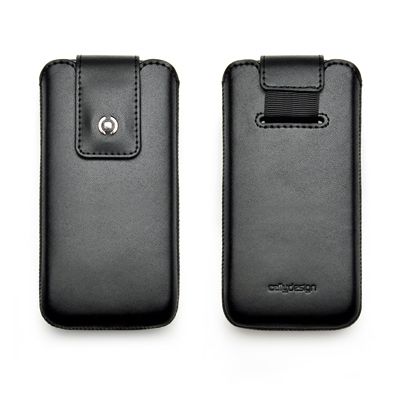 Celly ILUX185 - Mobiele telefoon behuizing - iPhone5 - Zwart - Leer