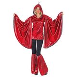 Widmann 10270 Draak, shirt met vleugels en capuchon, slagwarmers, voor dames, dier, carnaval, themafeest, meerkleurig, S/M