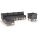 VidaXL 7-delige Loungeset Poly Rattan en Eucalyptushout Grijs