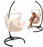 AMANKA XL Hangstoel met Standaard - 155x125 Tuin Hangstoel - Zit Hangmat voor Buiten met Stalen Frame