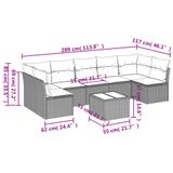 vidaXL 7-delige Loungeset met kussens, polyrattan, zwart