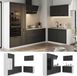 Vicco Hoekkeuken R-Line, Antraciet landelijk/Wit, 230 x 120 cm goudkleurig eiken werkblad