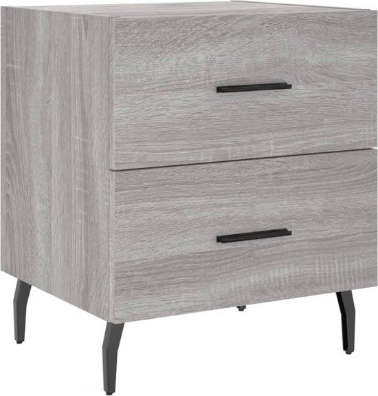 vidaXL Nachtkastje 40x35x47,5 cm bewerkt hout grijs sonoma eikenkleur