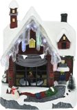 Merkloos / Sans marque Koopman International Kerstdorp huis - met beweging en led verlichting - LED verlichting - 29,5 cm