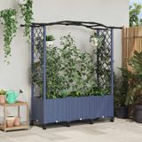 vidaXL Verhoogd bed met trellis en dak Gris Plastique 164 x 40 x 144 cm