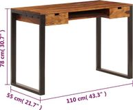 vidaXL Bureau 110x55x78 cm massief acaciahout en staal