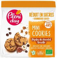 Pleniday Chocolate chip cookie hazelnoot mini -44% suiker bio 150 Gram