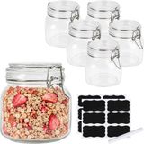 Merkloos Relaxdays Weckpotten - Set van 6 - 750 ml - Glas - Transparant