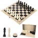 Jeu d'échecs 3-en-1 plateau d'échecs en bois - Échecs Dames Backgammon - Pliable - 29 x 29 cm