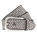 b.belt Leren riem Zoe Silver Stud Belt W90 Taupe