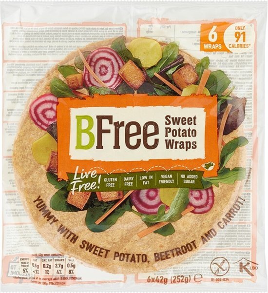 Bfree Glutenvrije Wraps Zoete Aardappel 6 stuks