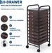 Chariot de rangement avec 10 tiroirs - Trolley mobile - Plastique - Tiroirs extractibles - Polyvalent - Design moderne