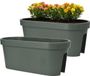 Pro Garden Pot de balcon/pot de fleurs - 2x - vert - 60 x 25 cm - ovale - plastique