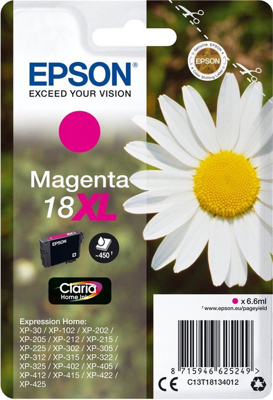Epson 18XL Magenta Ink Cartridge - High Yield - Compatible with Epson Expression Home XP Series Printers