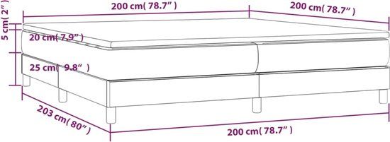 vidaXL Boxspring met matras stof zwart 200x200 cm