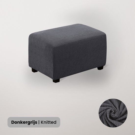 BankhoesDiscounter Knitted Hocker Hoes - Hocker Poef - Maat L - Grijs - Poef Hoes - Hoekbank Met Hocker - Hoes Voor Poef