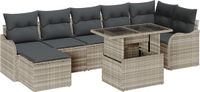 vidaXL Banc de jardin - Set - 8 - pièces - Gris clair - Poly - rotin