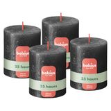 Bolsius - Rustiek kaars - antraciet - metallic - 8 cm - 4 stuks