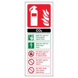 Vsafety 11004 Hamer/Hamer AJ-R Brandblusser Schild, CO2 ID, Stijve Kunststof, Portret, 100 mm x 280 mm, Zwart/Groen/Rood