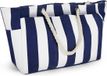 Unyqoos® Sac de plage XXL Sac de natation familial Sac de plage pour femme avec fermeture éclair Sac de plage pour homme Sac de plage simple Rayures bleues et blanches, bleu