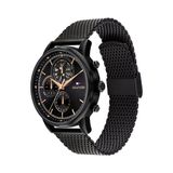 Tommy Hilfiger Stewa 44 mm Zwart Heren Polshorloge Analoog Quartz Mineraalglas Staal Mesh