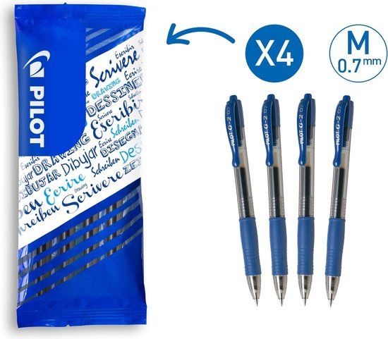 Pilot Frixion G-2 Gelroller - Medium - Blauw - 4 stuks