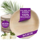 Waipur Bio Palmblad Borden – 200x Rond Borden Ø 20cm - Composteerbaar Eersteklas Wegwerpservies - Milieuvriendelijke Wegwerpborden