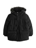 Next - Jongens - Regenbestendige zware parka met rand van imitatiebont - Zwart