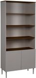 sweeek - Boekenkast 4 open niveaus en 2 gesloten met 2 deuren metaal en houtdecor - ashton