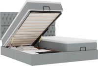 vidaXL Ottoman Bed with Mattresses and LEDs 160x200cm Fabric Light Grey