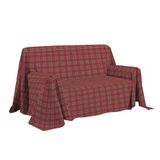 PENSIERI DELICATI Bankhoes 250 x 290 cm, Made in Italy, 100% puur katoen, rood tartan patroon, ideaal als sprei of bankovertrek