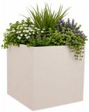EDA Volcania Bloempot / plantenpot - Kunststof - Creme Wit - 50 cm - Dubbelwandig - Binnen / Buiten
