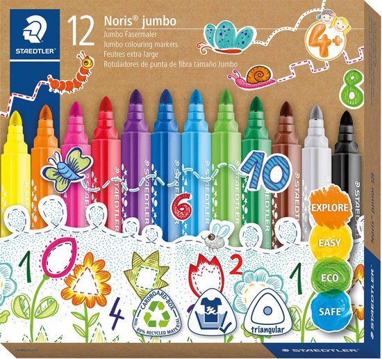 STAEDTLER Noris jumbo driekantige viltstift 12 kleuren - 12 stiften