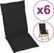 vidaXL Tuinstoelkussens - 6 stuks - Hoge rug - 120x50x3 cm - Stof - Zwart
