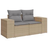 VidaXL 7-delige Loungeset met Kussens Poly Rattan Beige
