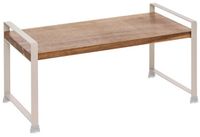 5Five Keuken/aanrecht rekje - metaal/acacia hout - 40 x 20 x 20 cm - keuken organizer - wit/bruin - verhoger
