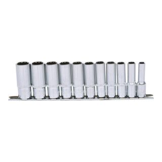 KS Tools 3/8" CHROMEplus 12-point Socket Set, Long, 11-piece 8-19mm