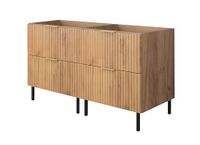 3xE living Meuble sous-vasque sur pieds 120 cm, chêne craft, poignée dorée