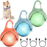 Sans marque Lampes de sécurité pour animaux de compagnie - Rechargeable par USB - Étanche - Lumière clignotante à LED - 3 pièces - Réfléchissant - 4 modes - Lumière pour chien