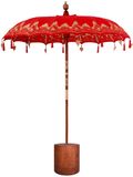 vidaXL Balinese parasol met basis 260 Rood en Bruin 190 x 190 x 295 cm