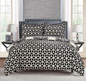 Chic Home DS3493-WT 2 Stuk Ibiza Super Zachte Microfiber Grote Medaillon Omkeerbaar met Geometrische Bedrukte Rug Twin Dekbedovertrek Set Zwart