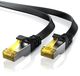Primewire LAN-kabel CAT 7, plat netwerkkabel, 10 Gbit/s, patchkabel, U/FTP, PIMF, afgeschermd, 2x RJ45-connectoren met beschermende mantel, koperen geleiders, Ethernet, 7,5 meter, zwart