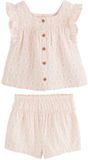 Next - Meisjes - 2-delige babyset van geweven top en short - Roze
